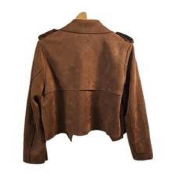 Banana Republic Vegan Suede Drape Moto Jacket M Petite NWT - Picture 2 of 4